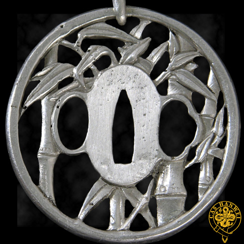 foto Winter Bamboo Silver Tsuba Pendant